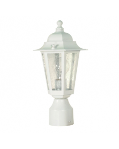 Nuvo 60-994 Cornerstone - 1 Light 14" Post Lantern with Clear Seeded Glass - White Finish