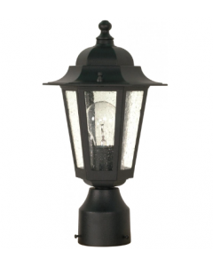 Nuvo 60-996 Cornerstone - 1 Light 14" Post Lantern with Clear Seeded Glass - Textured Black Finish