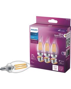 Philips 564500 Dimmable BA11 LED Bulb - 5.5BA11/PER/UD50/CL/G/E12+E26/D 3PF T20